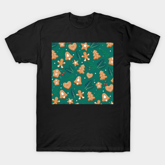 Gingerbread, Holly Leaves, Pine T-Shirt by xcsdesign